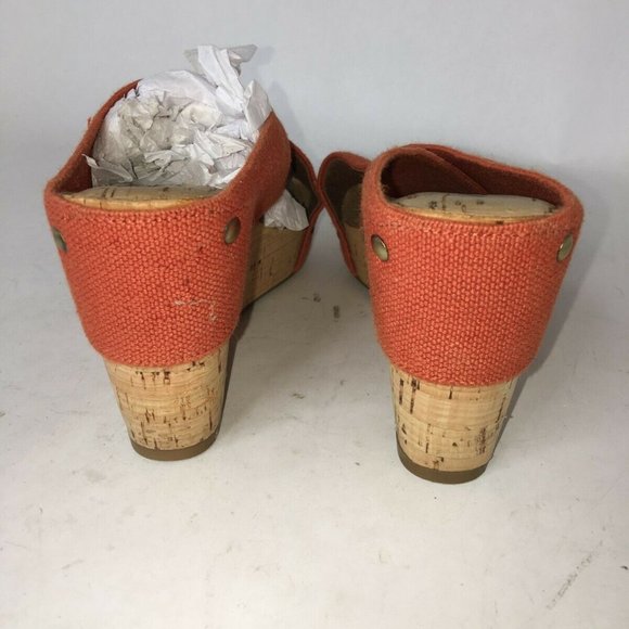 Women's Lucky Brand Cork Wedges Criss Cross Orange - Picture 4 of 9